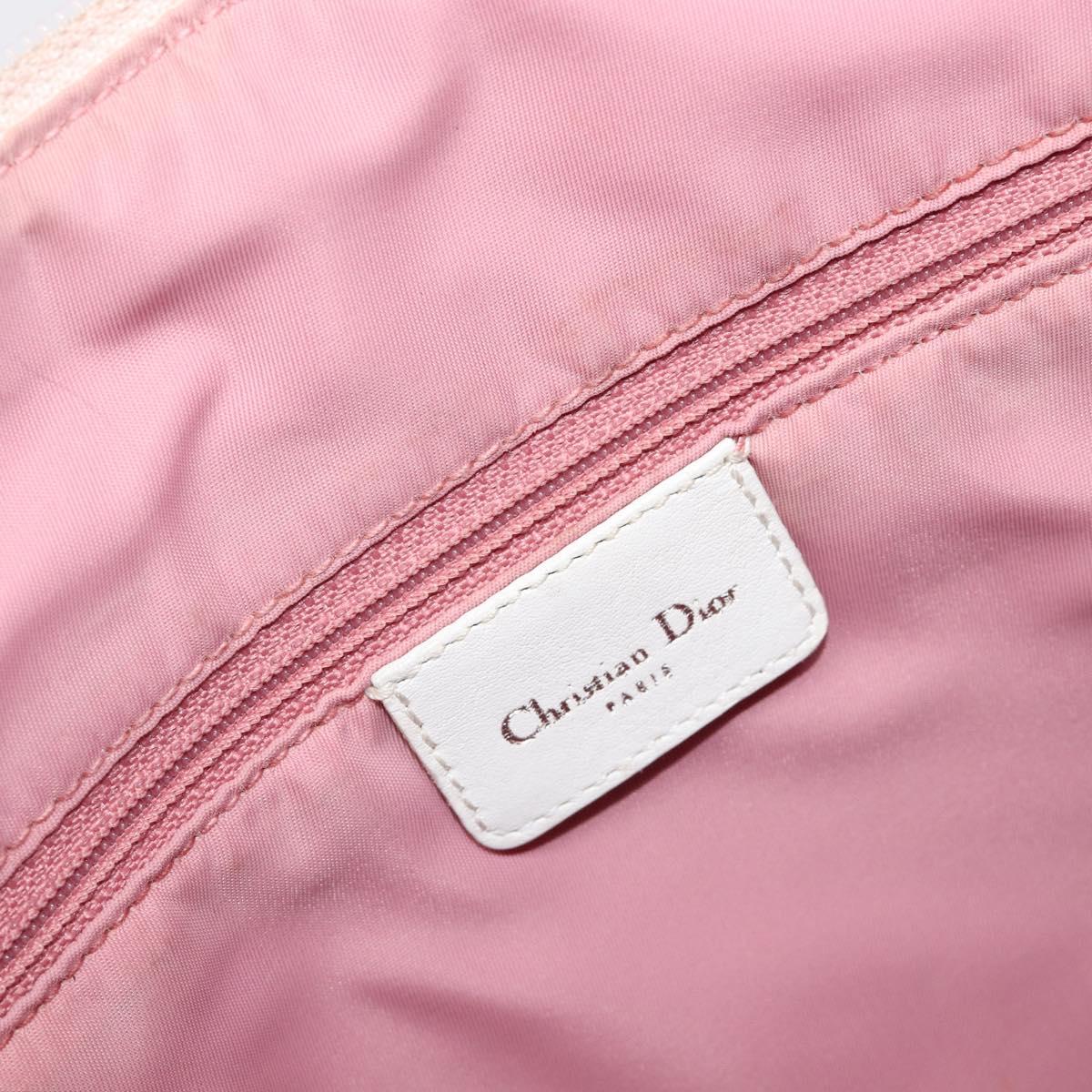 Christian Dior Trotter Canvas Shoulder Bag Pink Silver Auth bs36839