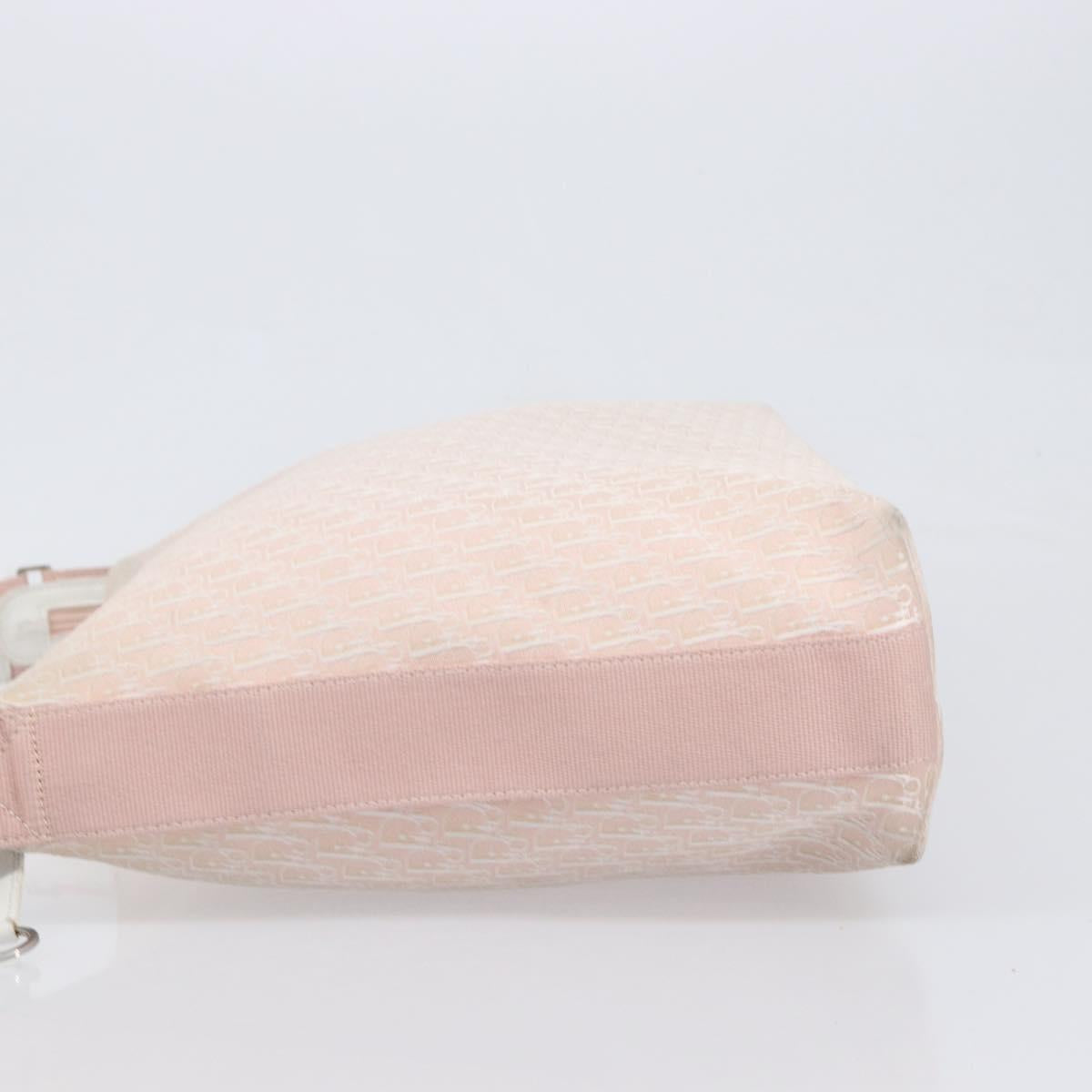 Christian Dior Trotter Canvas Shoulder Bag Pink Silver Auth bs36839