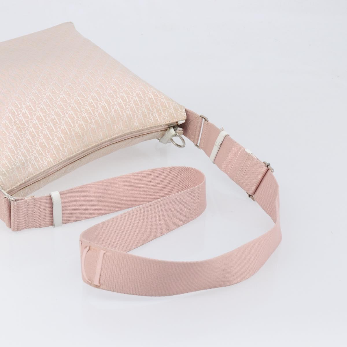 Christian Dior Trotter Canvas Shoulder Bag Pink Silver Auth bs36839