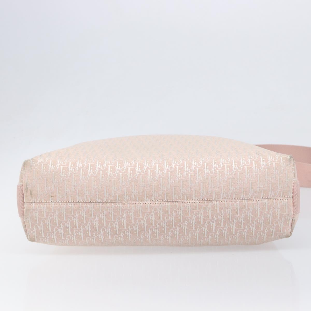 Christian Dior Trotter Canvas Shoulder Bag Pink Silver Auth bs36839