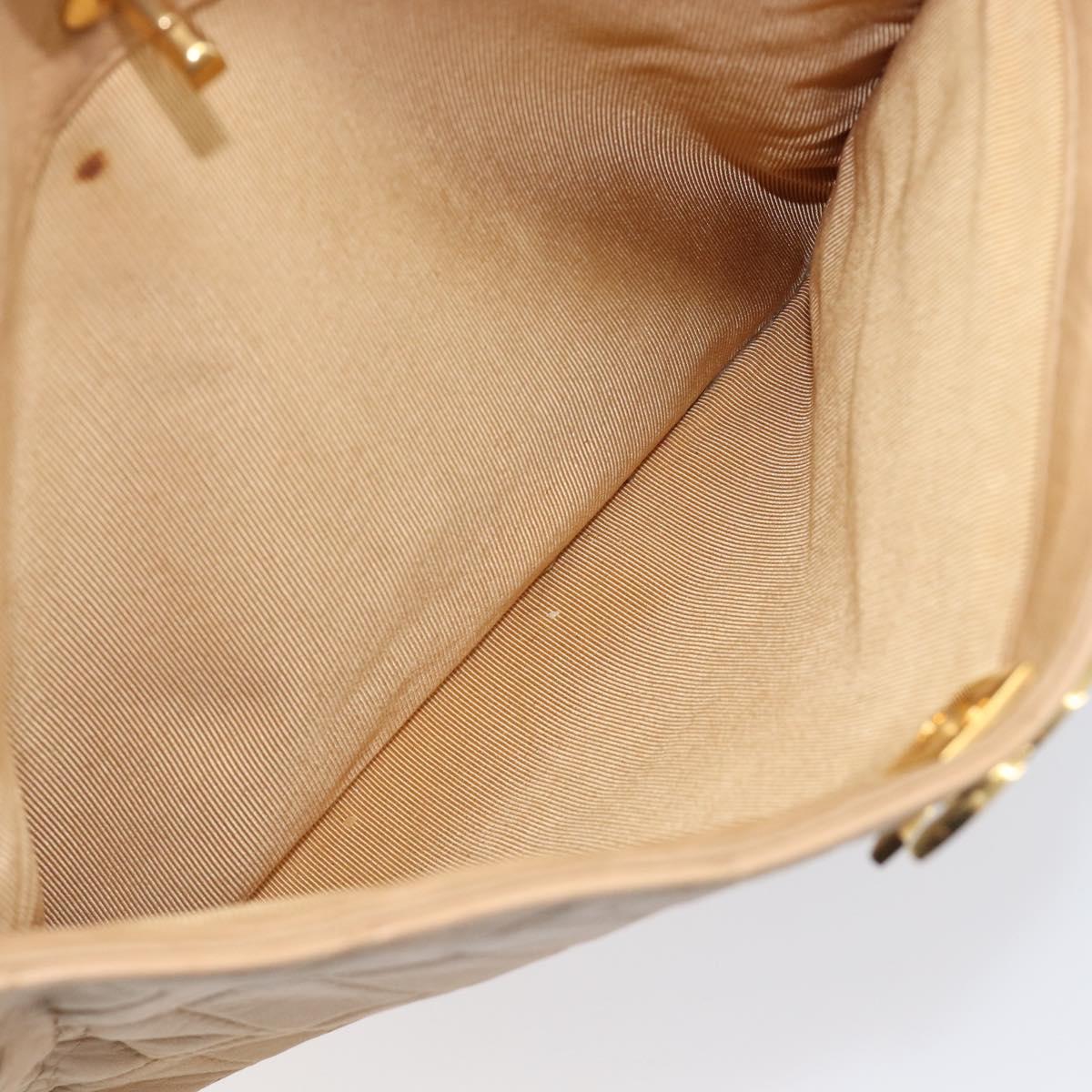 CHANEL Matelasse Shoulder Bag Lamb Skin Beige Gold CC Auth bs36843