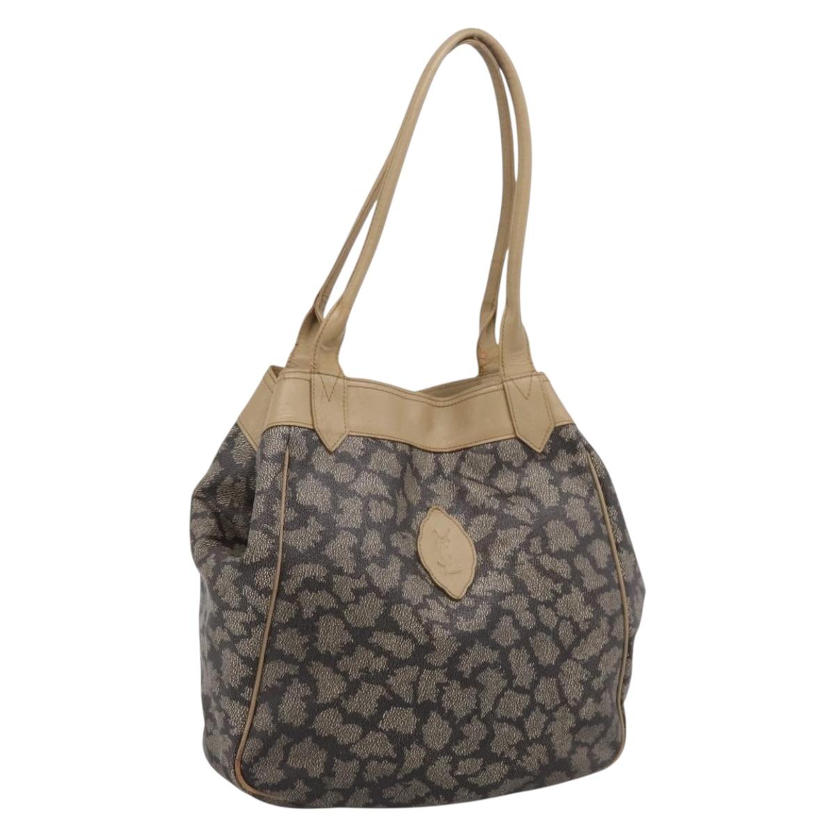 SAINT LAURENT Shoulder Bag PVC Canvas Black Gold Auth bs36847