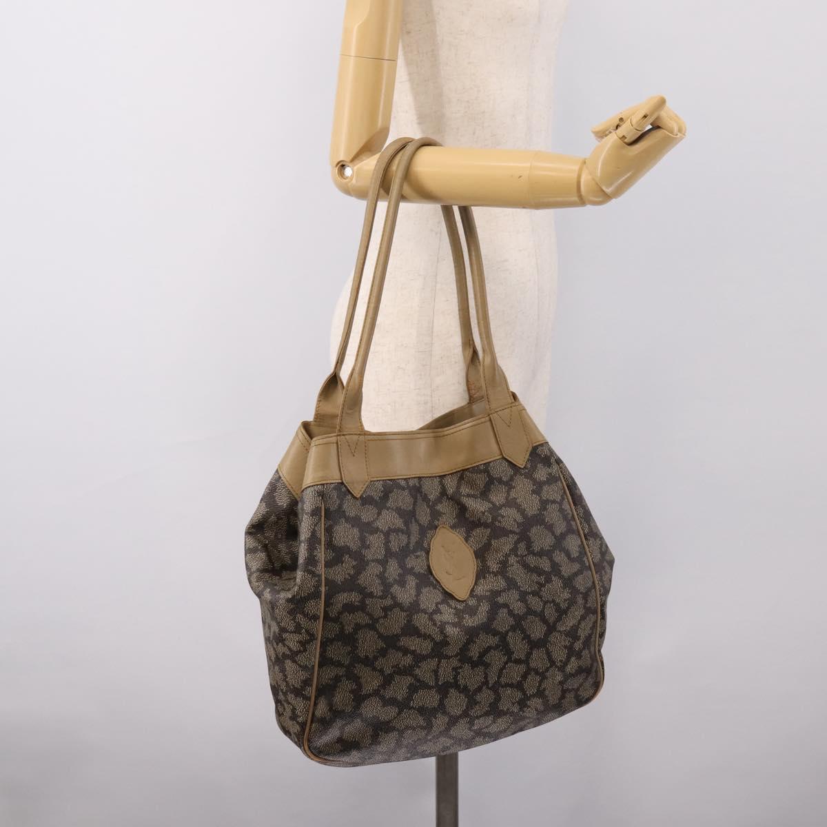 SAINT LAURENT Shoulder Bag PVC Canvas Black Gold Auth bs36847