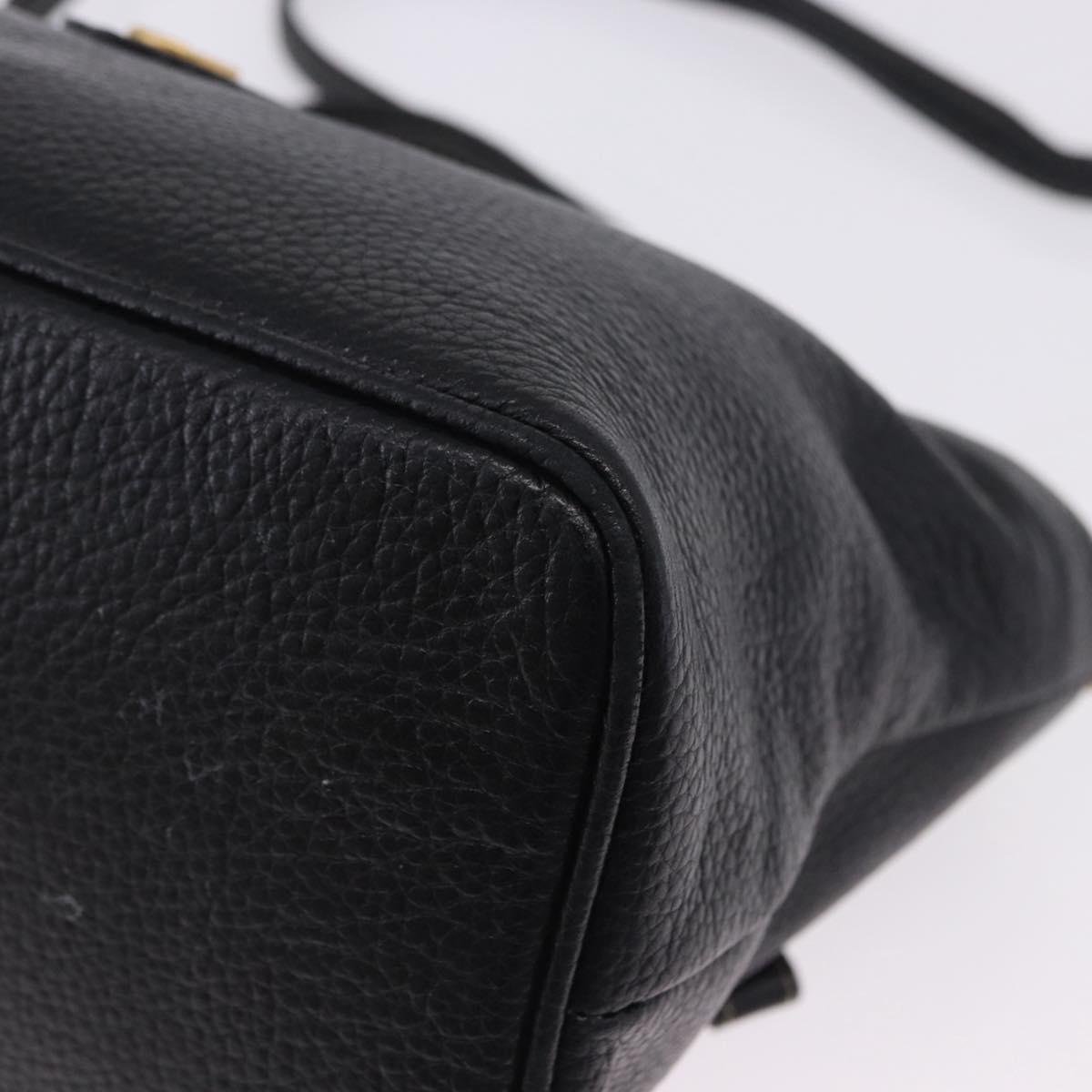 BALLY Hand Bag Leather 2way Black Gold Auth bs36848