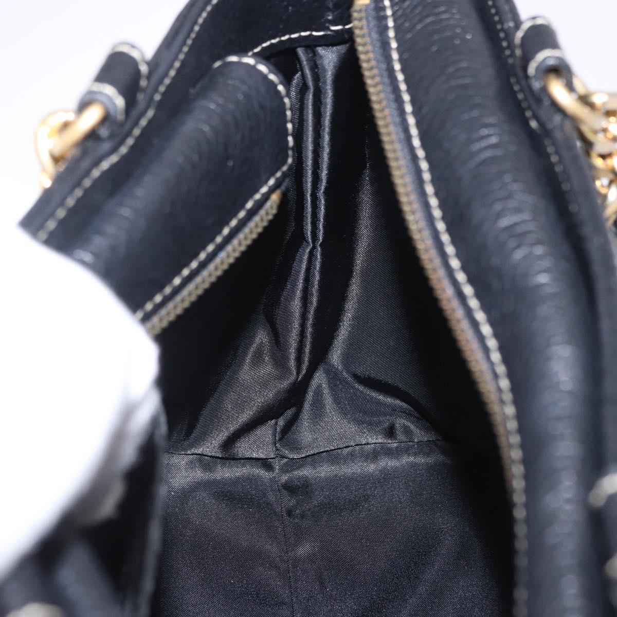 BALLY Hand Bag Leather 2way Black Gold Auth bs36848