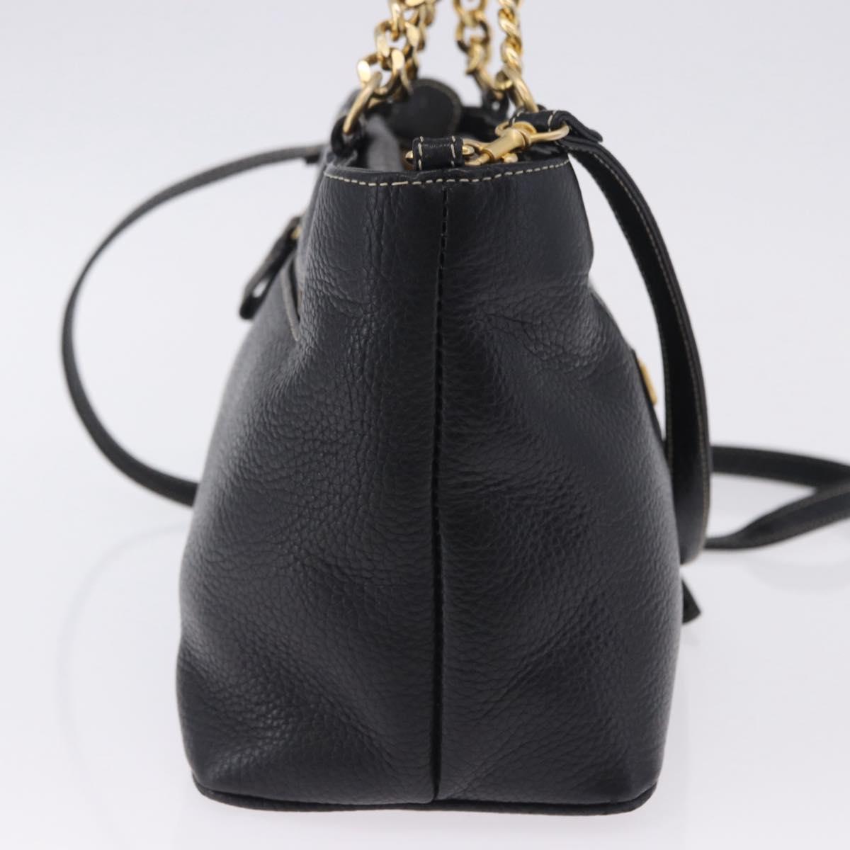 BALLY Hand Bag Leather 2way Black Gold Auth bs36848