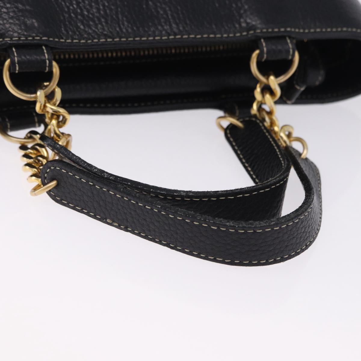 BALLY Hand Bag Leather 2way Black Gold Auth bs36848