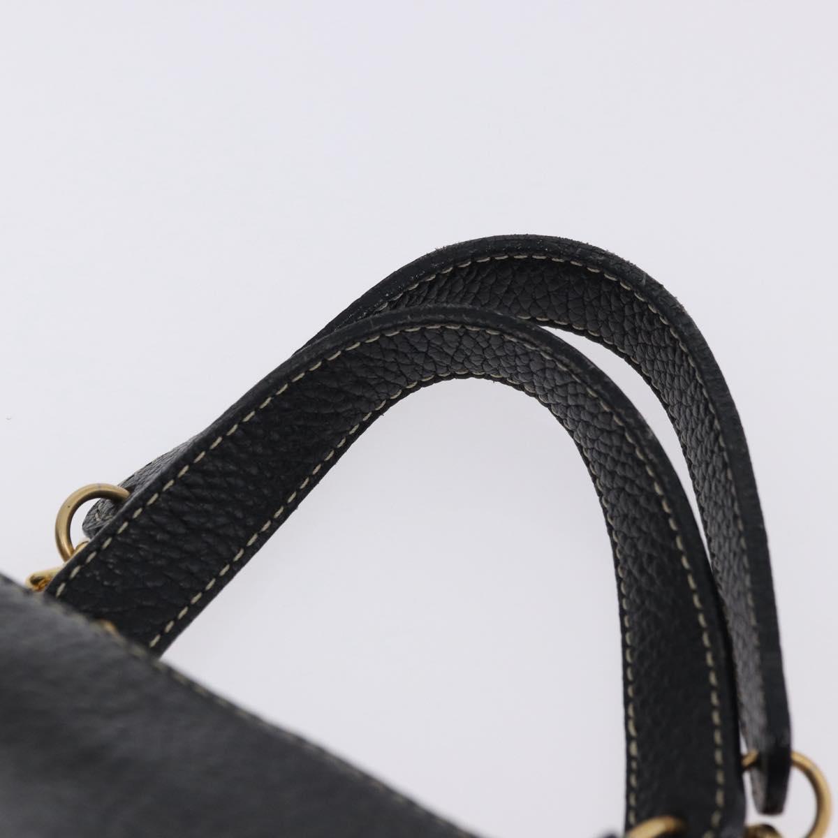 BALLY Hand Bag Leather 2way Black Gold Auth bs36848