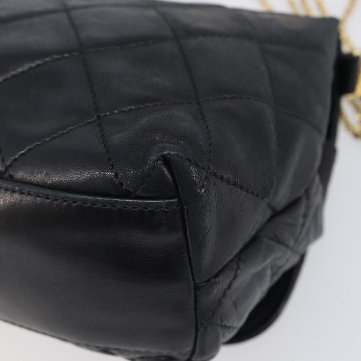 CHANEL Matelasse Chain Shoulder Bag Lamb Skin Black Gold CC Auth bs36849A