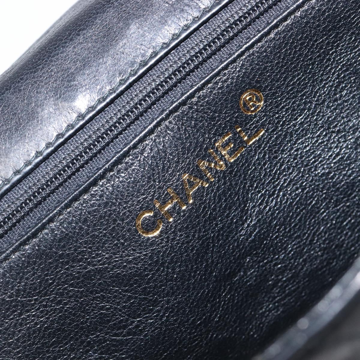 CHANEL Matelasse Chain Shoulder Bag Lamb Skin Black Gold CC Auth bs36849A