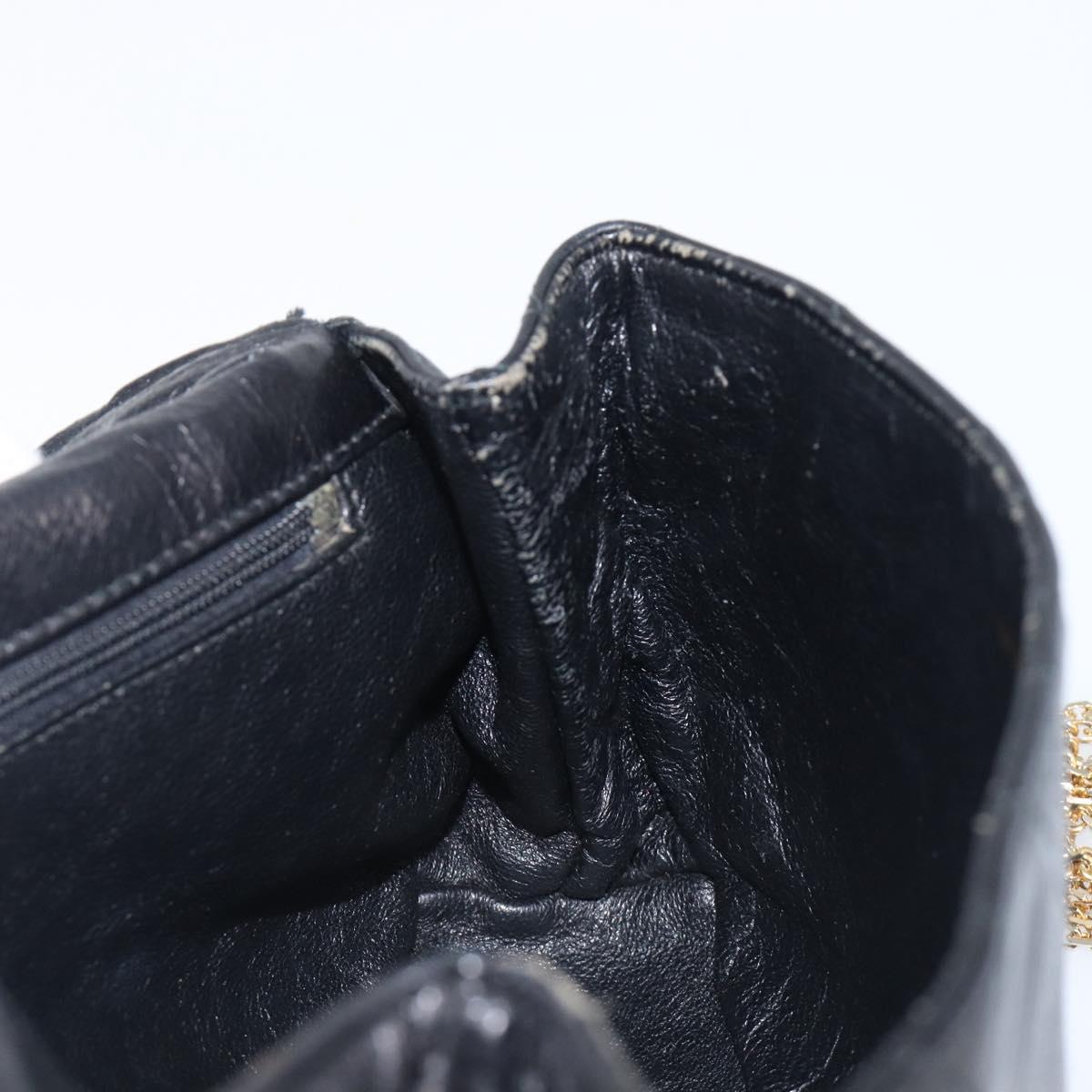 CHANEL Matelasse Chain Shoulder Bag Lamb Skin Black Gold CC Auth bs36849A