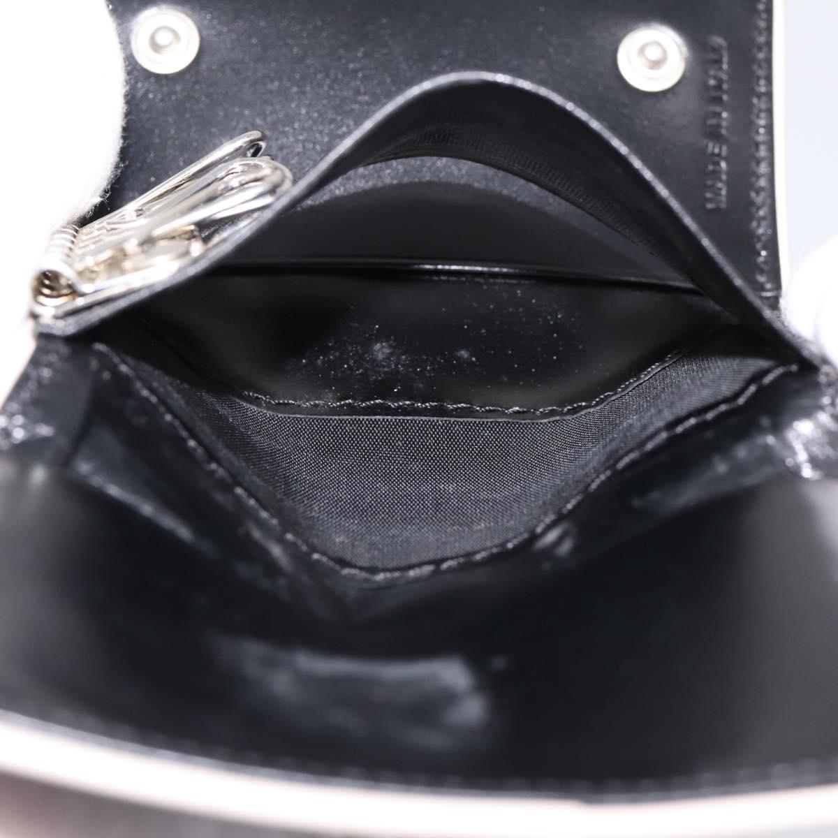 PRADA Key Case Leather Black Silver Auth bs36853