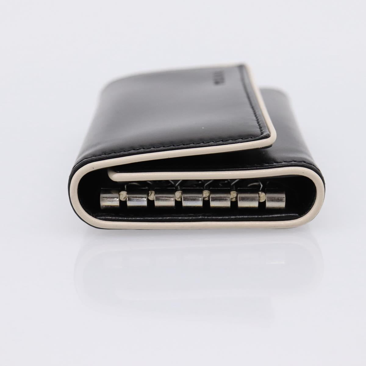 PRADA Key Case Leather Black Silver Auth bs36853