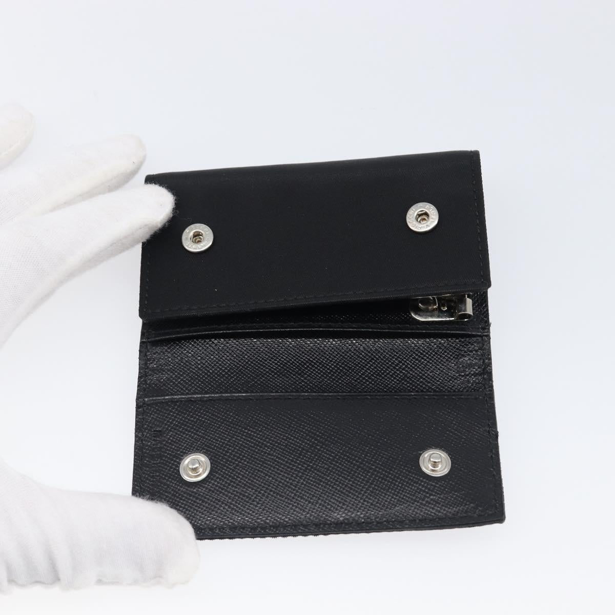 PRADA Key Case Nylon Black Silver Black Auth bs36854