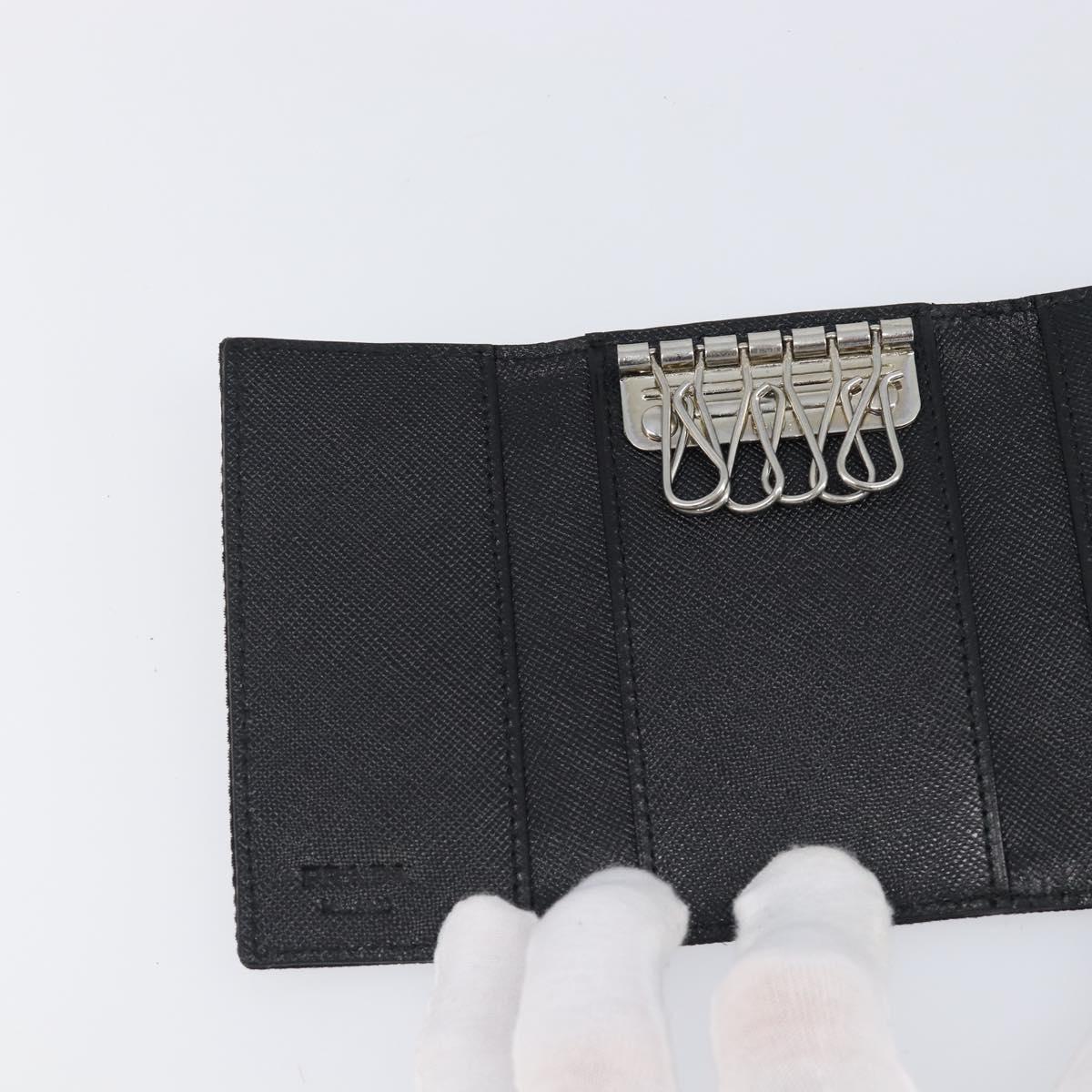 PRADA Key Case Nylon Black Silver Black Auth bs36854