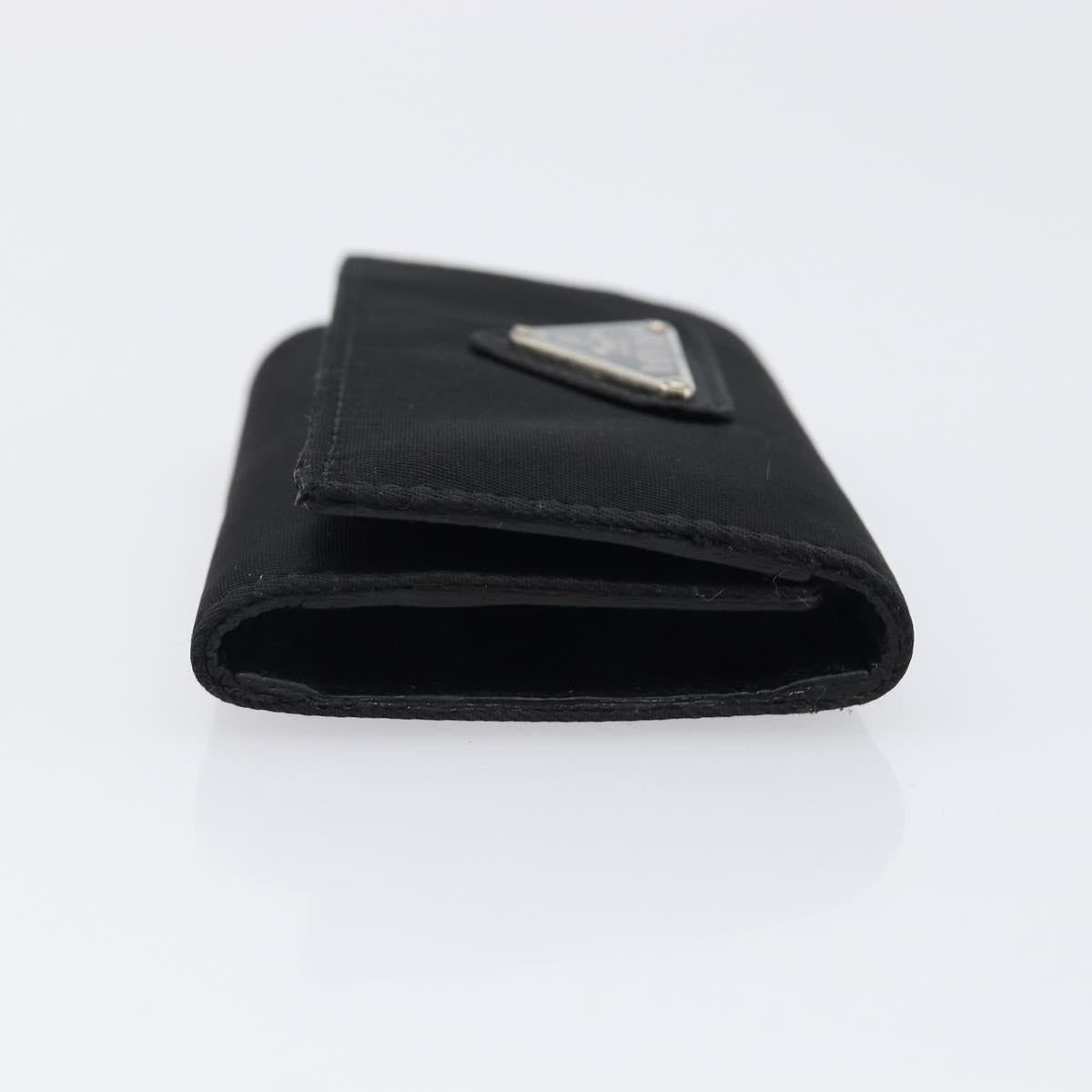 PRADA Key Case Nylon Black Silver Black Auth bs36854