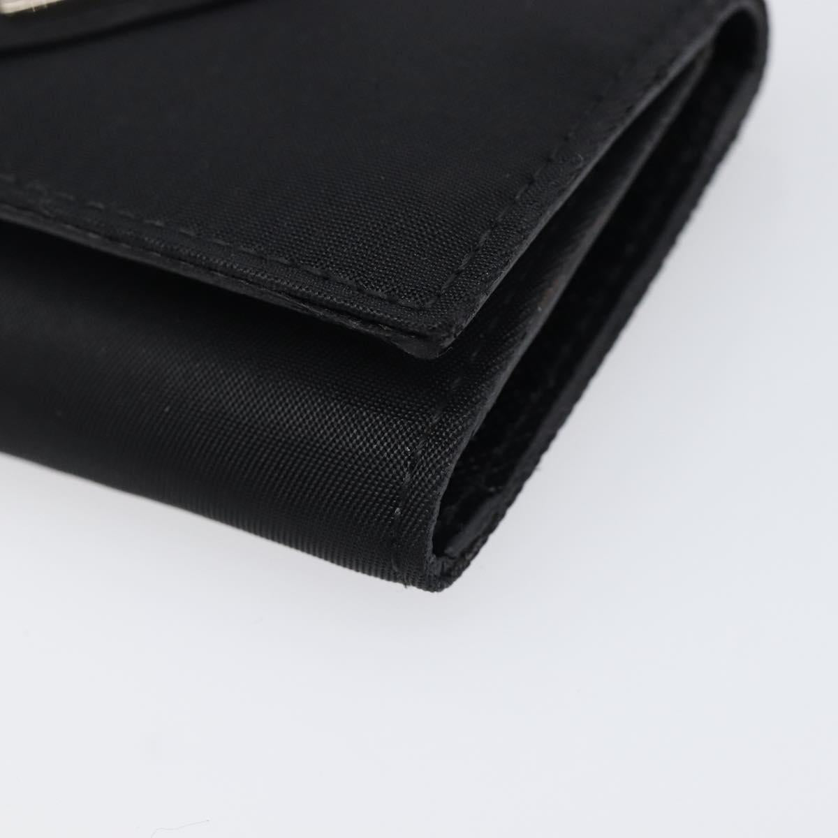 PRADA Key Case Nylon Black Silver Black Auth bs36854