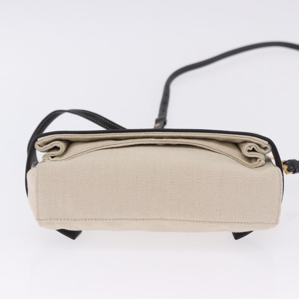 BOTTEGA VENETA Shoulder Bag Canvas Beige Gold Auth bs36856