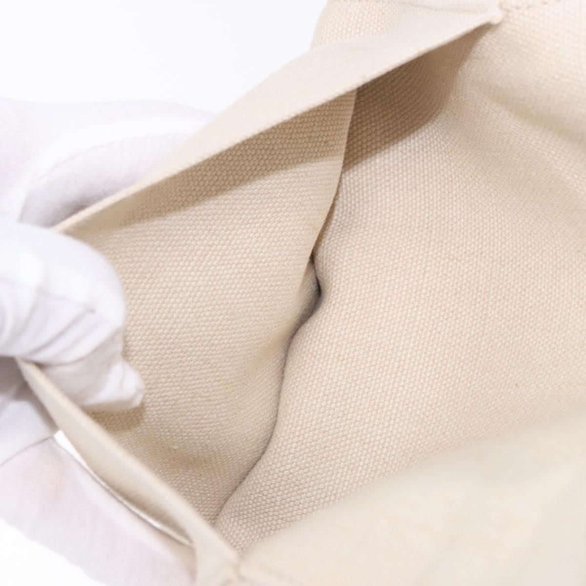 BOTTEGA VENETA Shoulder Bag Canvas Beige Gold Auth bs36856