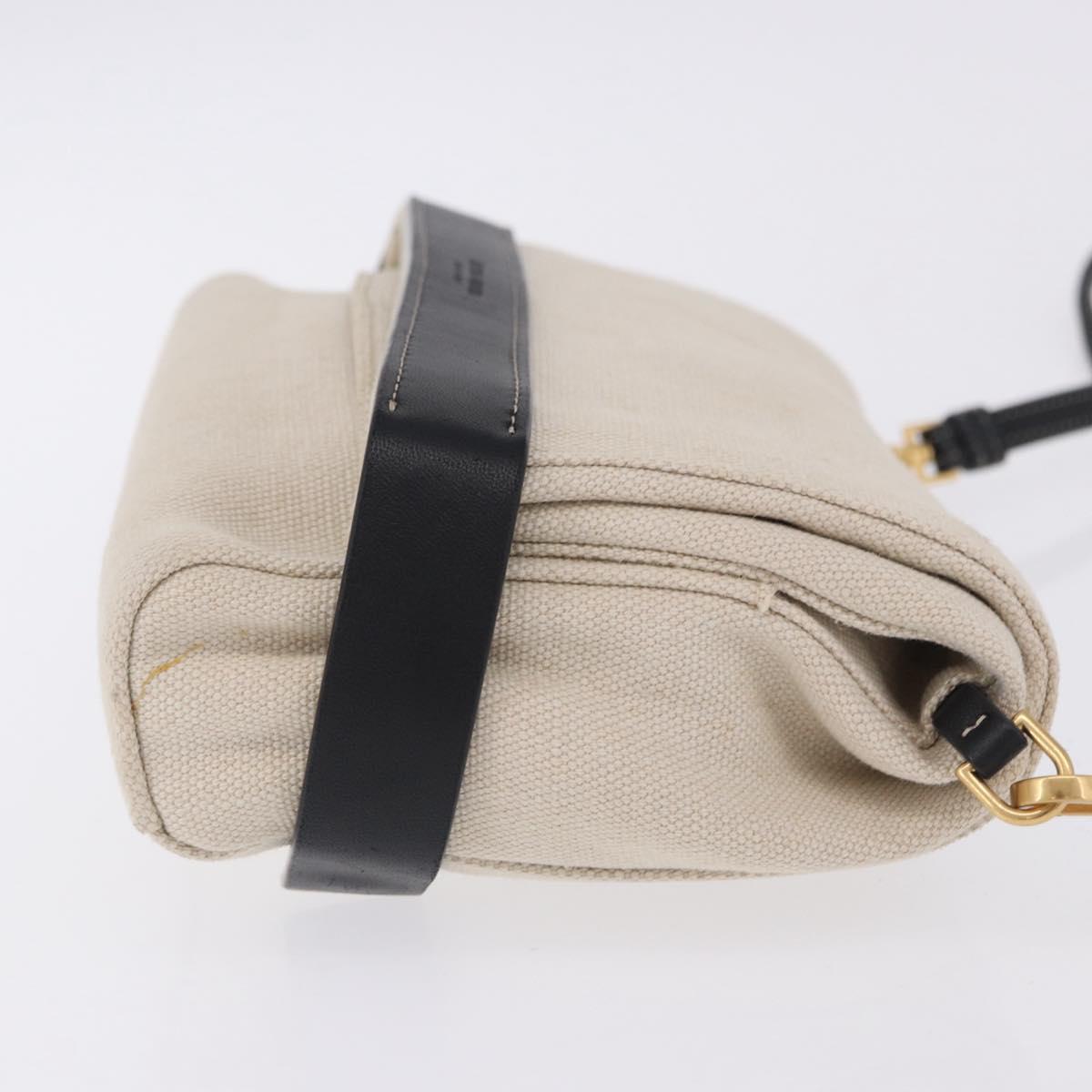 BOTTEGA VENETA Shoulder Bag Canvas Beige Gold Auth bs36856