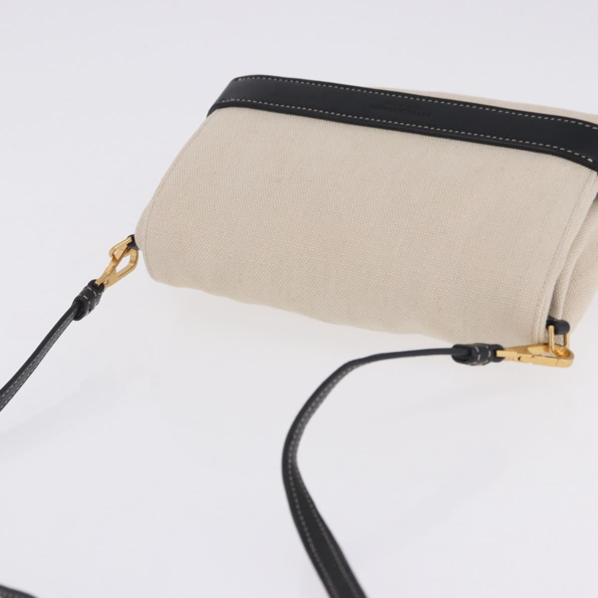 BOTTEGA VENETA Shoulder Bag Canvas Beige Gold Auth bs36856