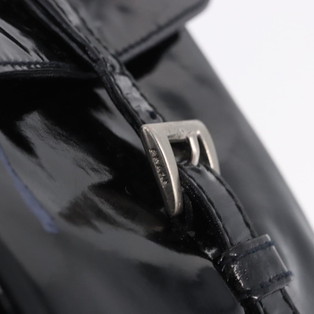 PRADA Backpack Patent Leather Black Silver Auth bs36857