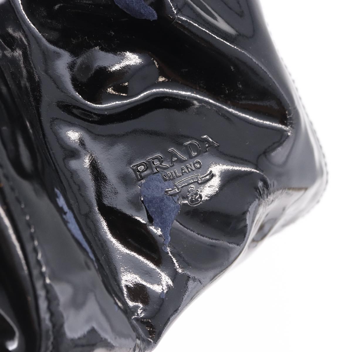 PRADA Backpack Patent Leather Black Silver Auth bs36857