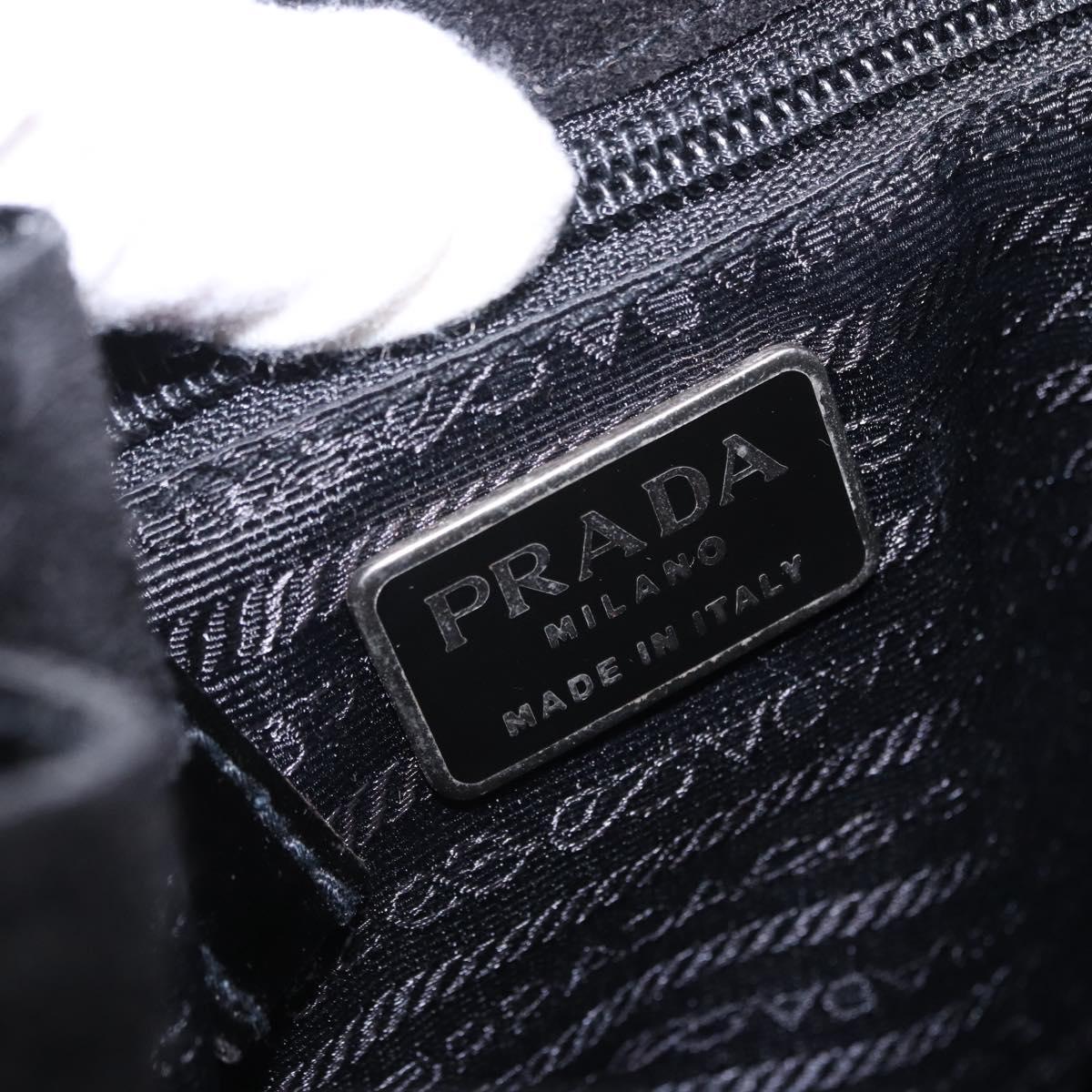 PRADA Backpack Patent Leather Black Silver Auth bs36857