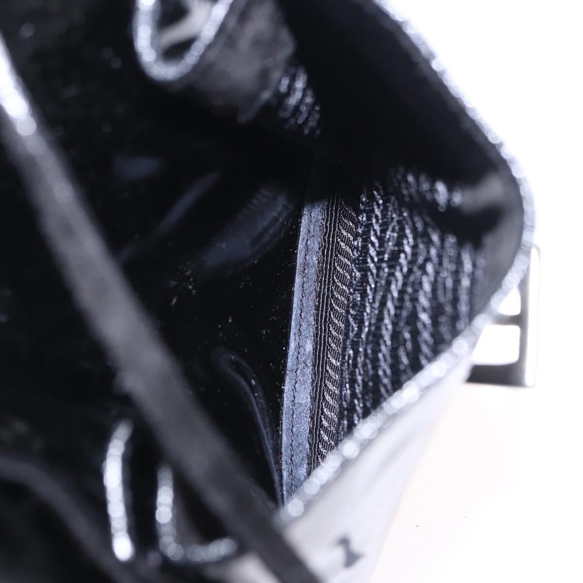 PRADA Backpack Patent Leather Black Silver Auth bs36857