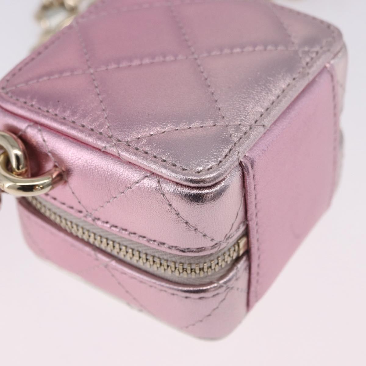CHANEL Matelasse Chain Shoulder Pouch Lamb Skin Gold Silver CC Auth bs36858SAM