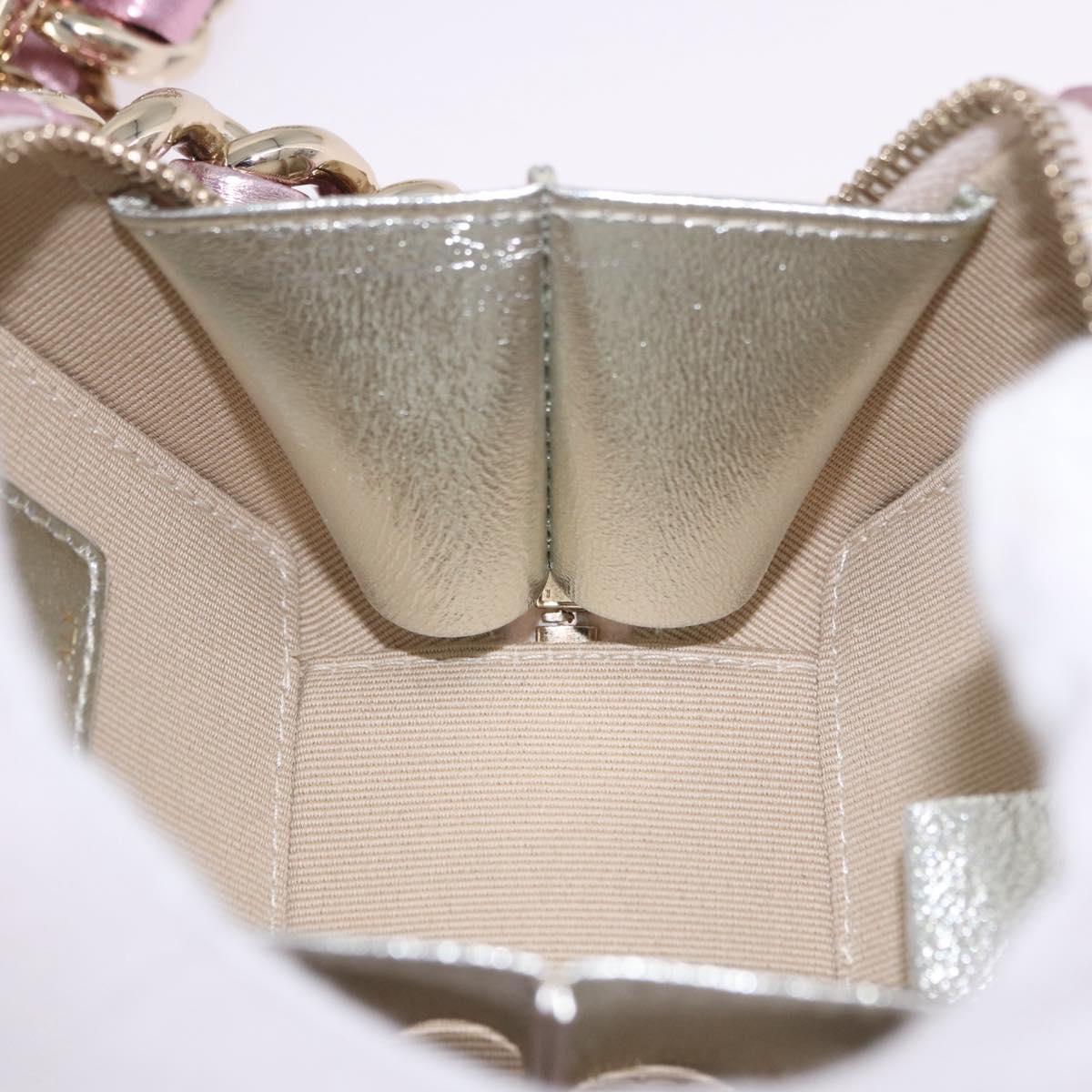 CHANEL Matelasse Chain Shoulder Pouch Lamb Skin Gold Silver CC Auth bs36858SAM