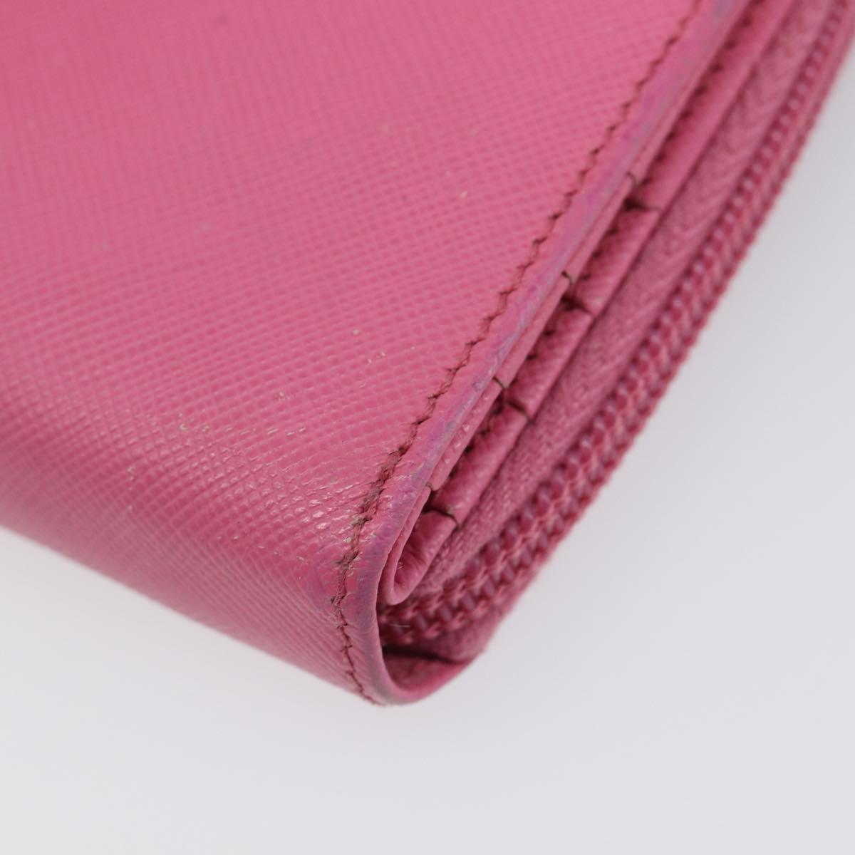PRADA Bifold Wallet Safiano Leather Pink Silver Auth bs36862