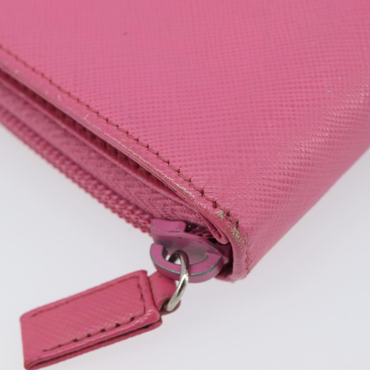 PRADA Bifold Wallet Safiano Leather Pink Silver Auth bs36862