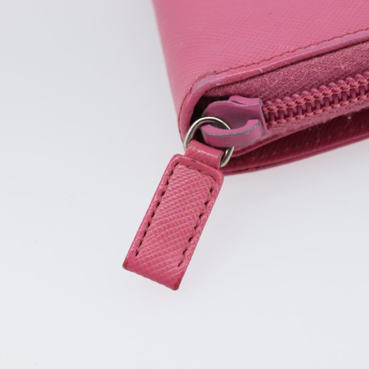 PRADA Bifold Wallet Safiano Leather Pink Silver Auth bs36862