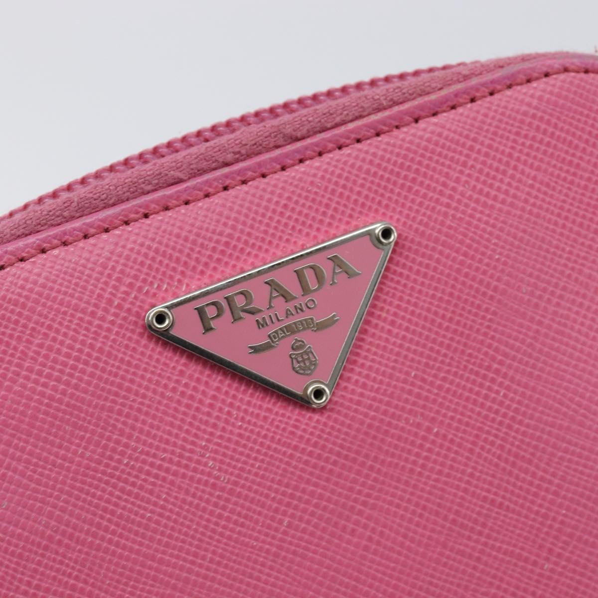 PRADA Bifold Wallet Safiano Leather Pink Silver Auth bs36862