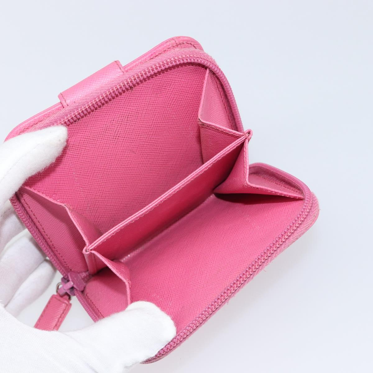 PRADA Bifold Wallet Safiano Leather Pink Silver Auth bs36862