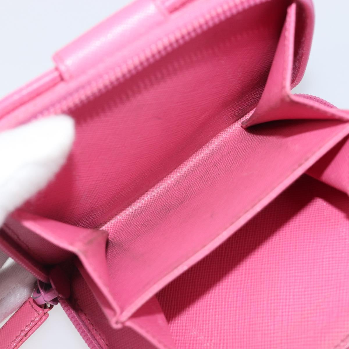PRADA Bifold Wallet Safiano Leather Pink Silver Auth bs36862