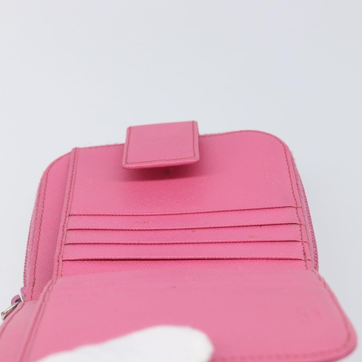 PRADA Bifold Wallet Safiano Leather Pink Silver Auth bs36862