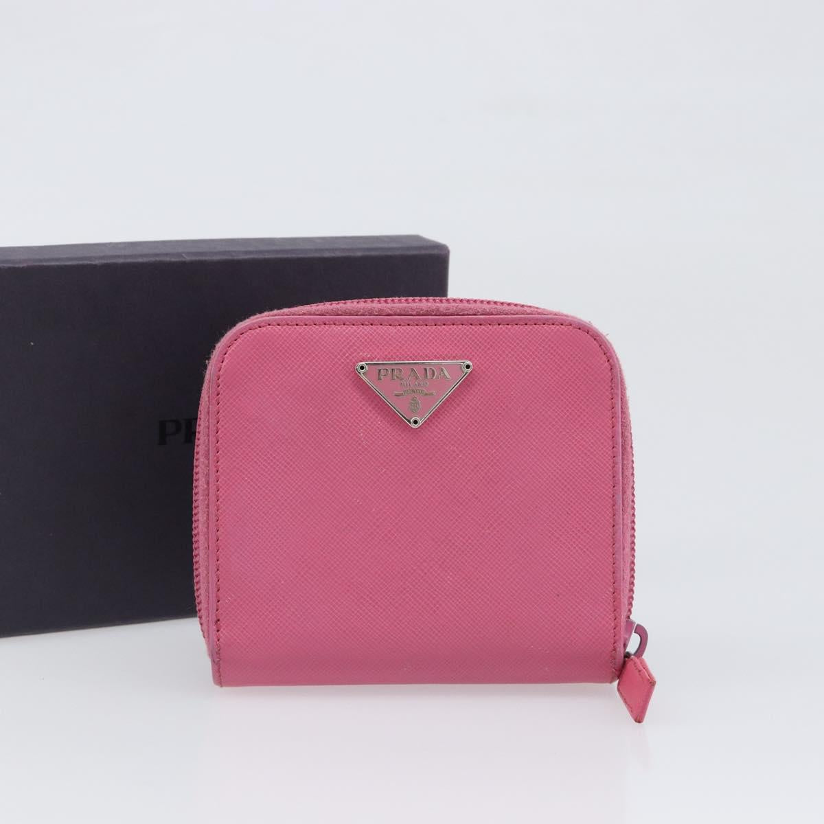PRADA Bifold Wallet Safiano Leather Pink Silver Auth bs36862