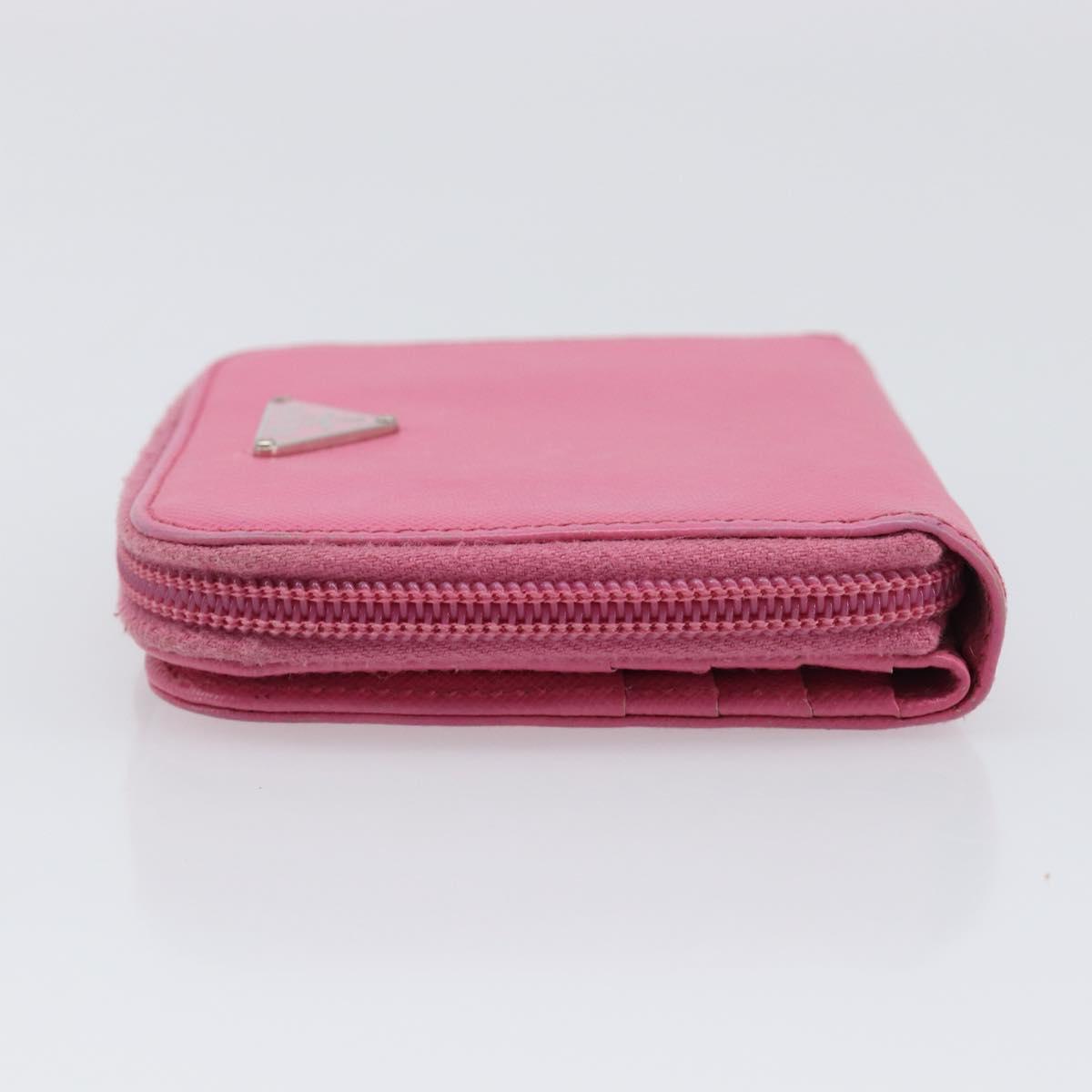 PRADA Bifold Wallet Safiano Leather Pink Silver Auth bs36862
