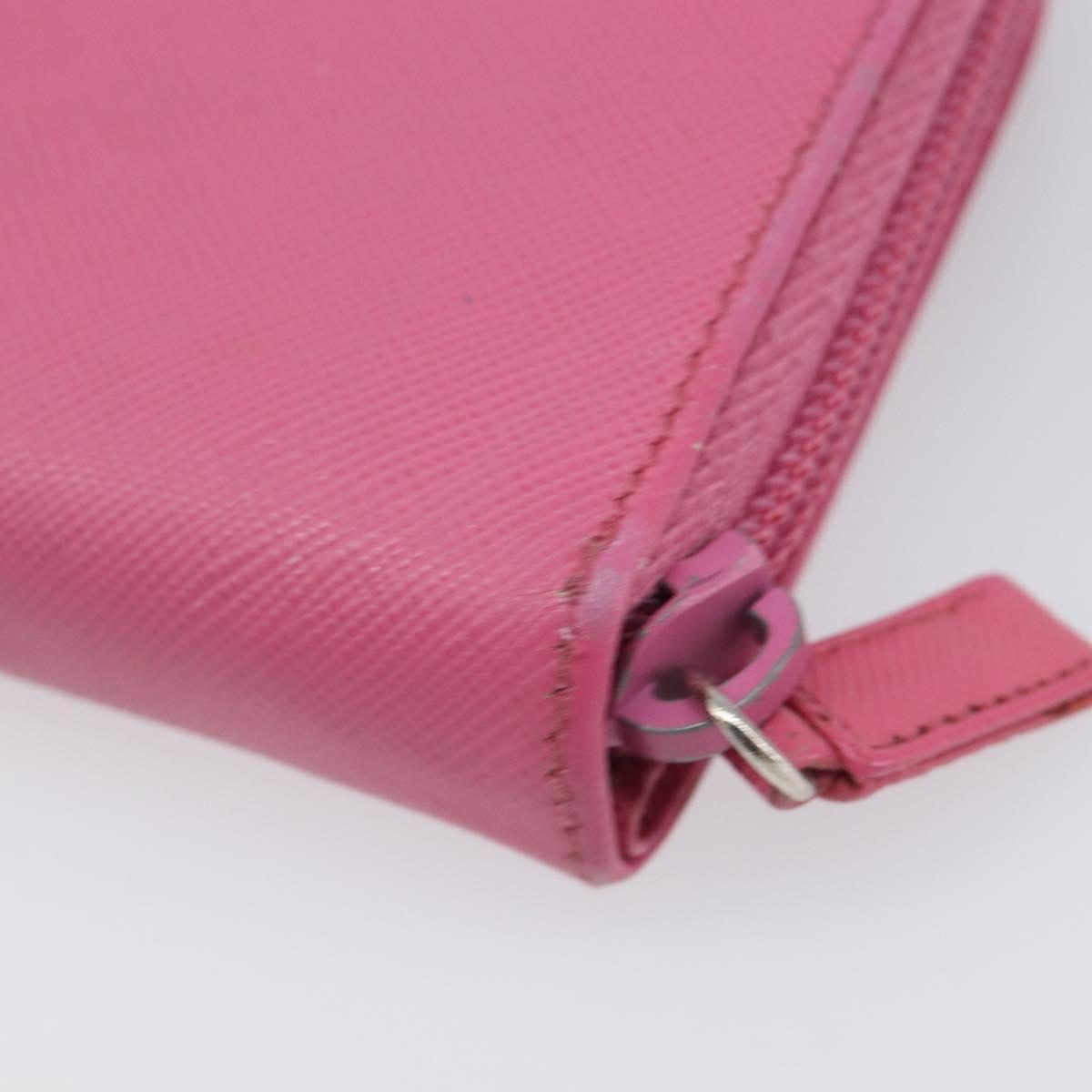 PRADA Bifold Wallet Safiano Leather Pink Silver Auth bs36862