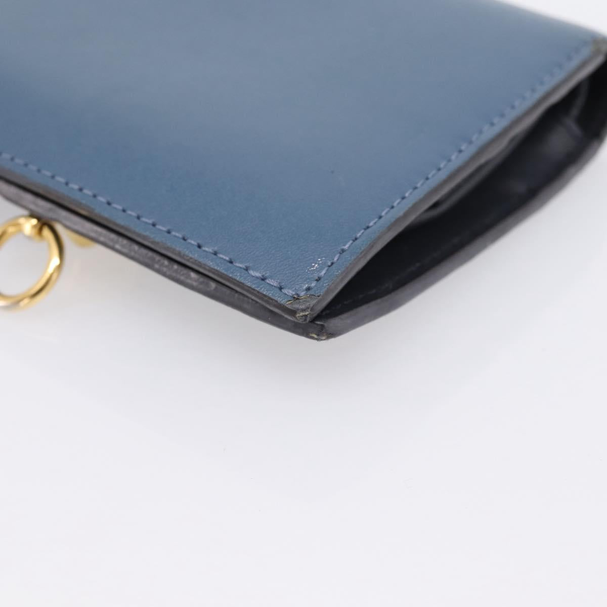 FENDI Bifold Wallet Leather Blue Gold Auth bs36865