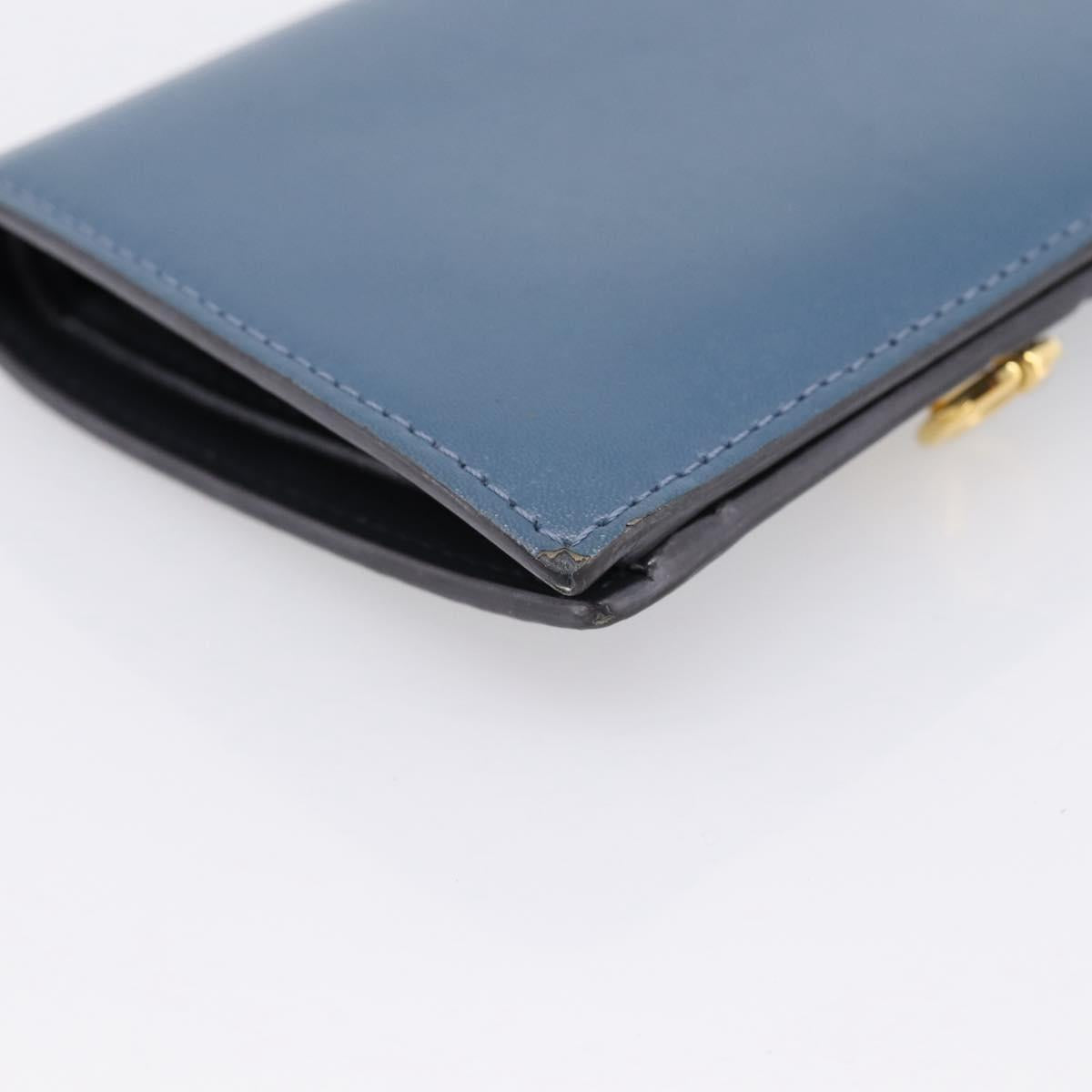 FENDI Bifold Wallet Leather Blue Gold Auth bs36865
