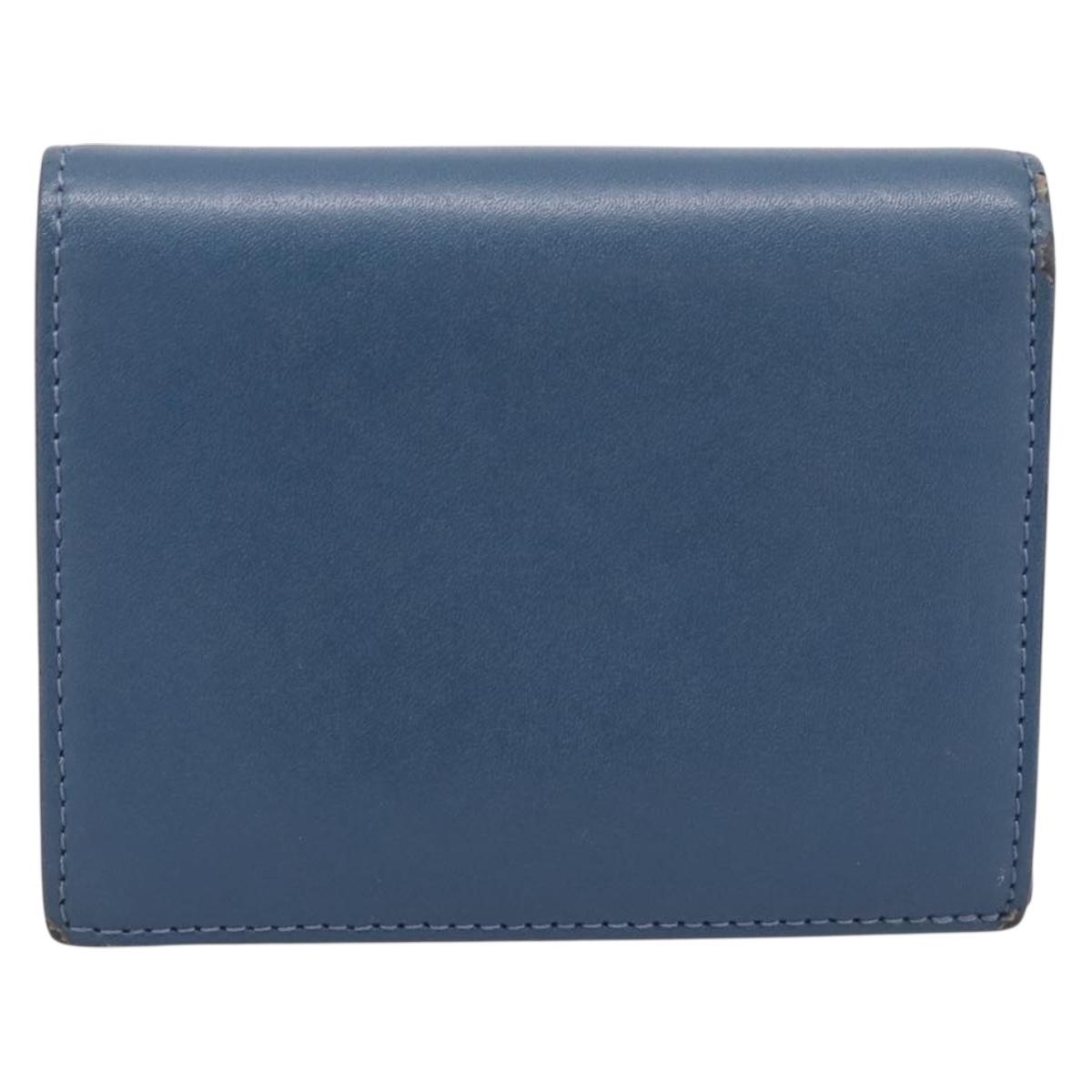 FENDI Bifold Wallet Leather Blue Gold Auth bs36865