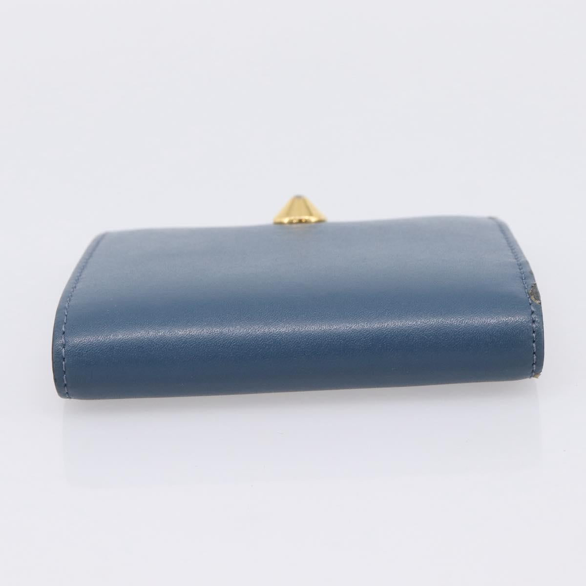 FENDI Bifold Wallet Leather Blue Gold Auth bs36865