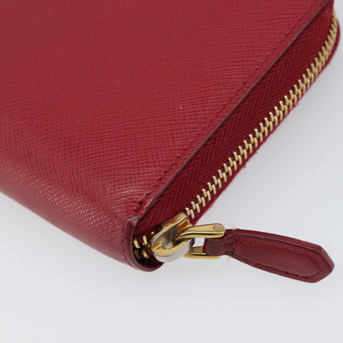 PRADA Long Wallet Safiano Leather Red Gold Auth bs36867
