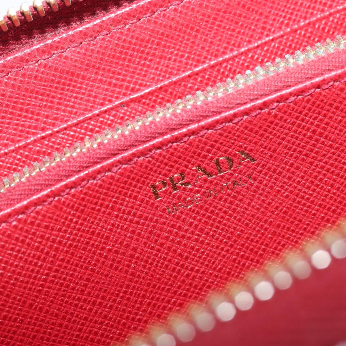 PRADA Long Wallet Safiano Leather Red Gold Auth bs36867