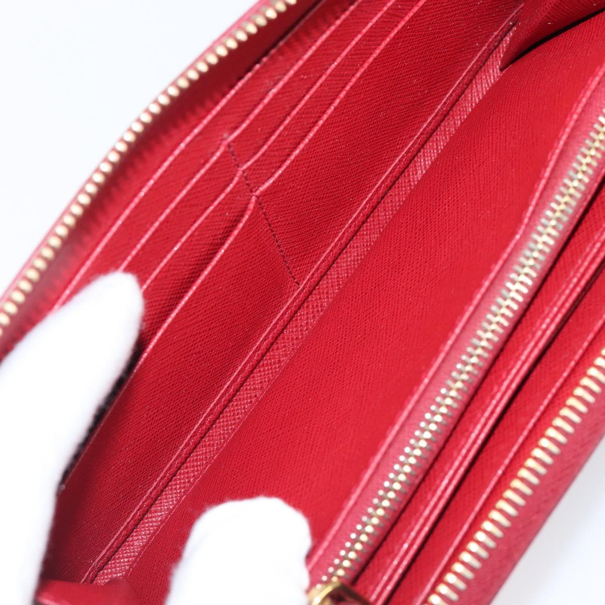 PRADA Long Wallet Safiano Leather Red Gold Auth bs36867