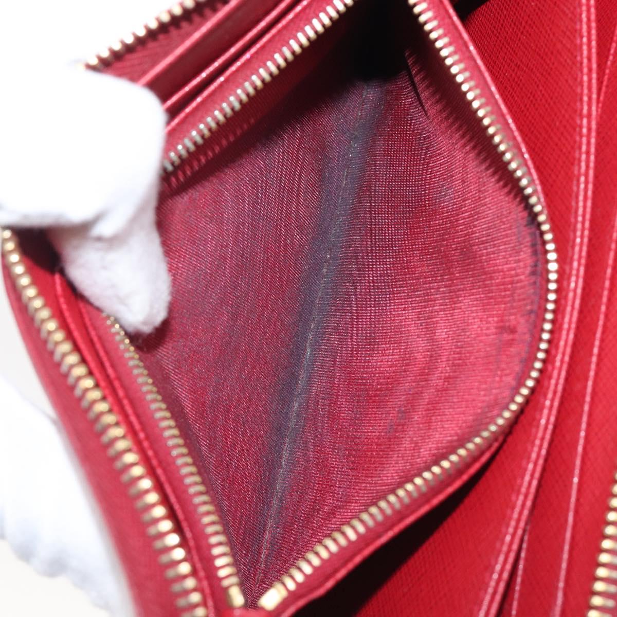 PRADA Long Wallet Safiano Leather Red Gold Auth bs36867