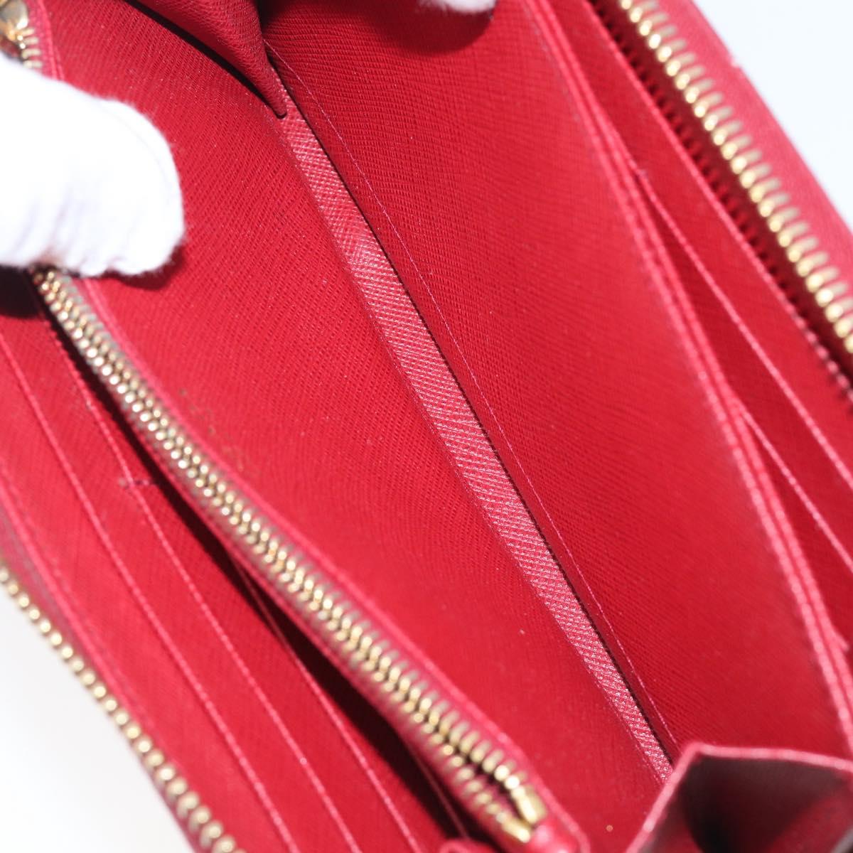 PRADA Long Wallet Safiano Leather Red Gold Auth bs36867